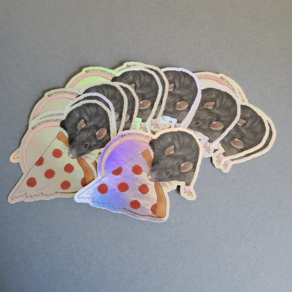 Pizza Rat Holographic Sticker