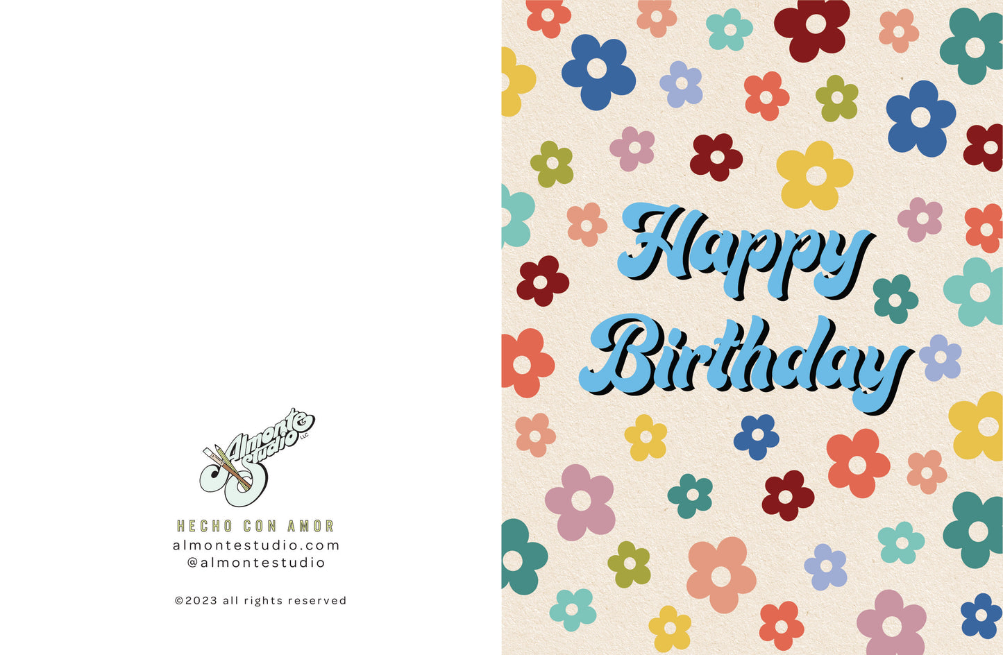 Retro Floral Birthday Card