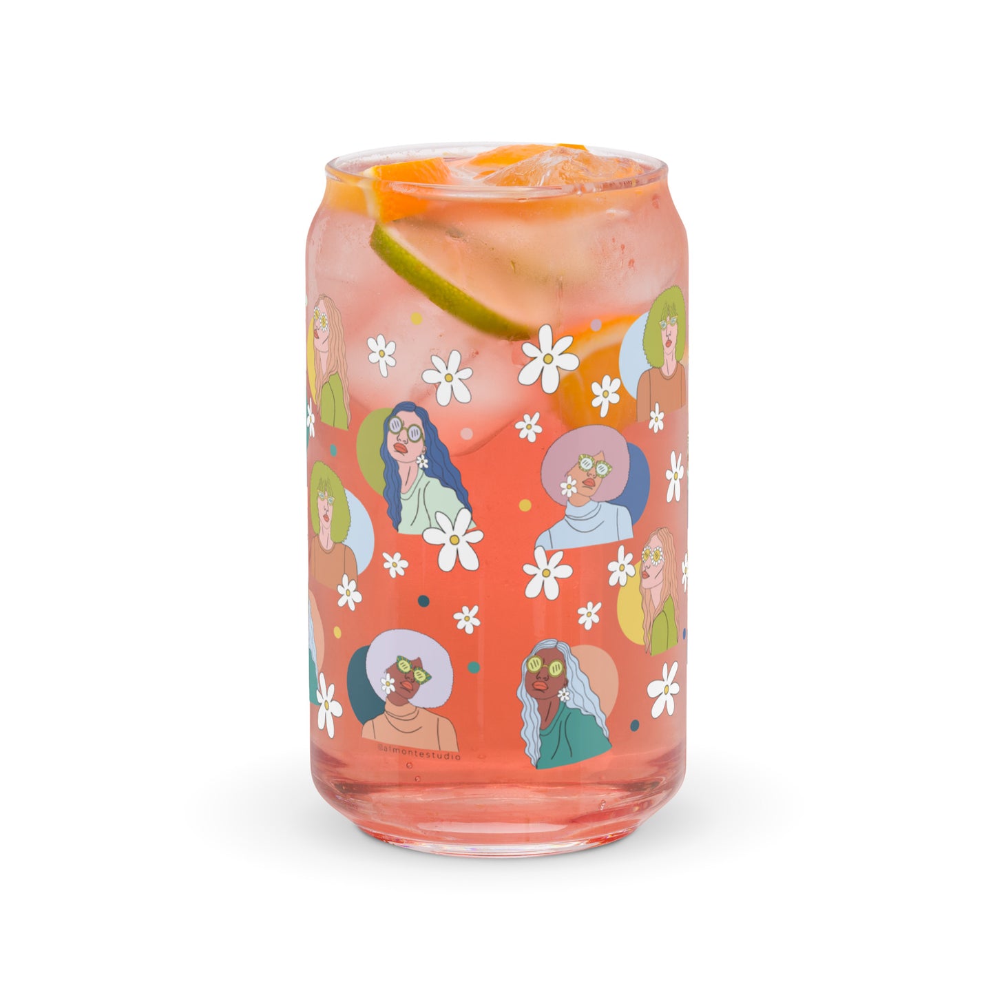 Retro Gals Can-Shaped Glass